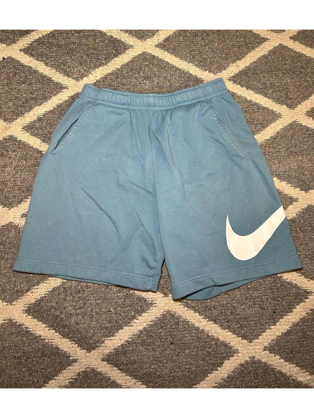 Nike Sportswear Club Mens Graphic Sweat Shorts size Medium Blue
